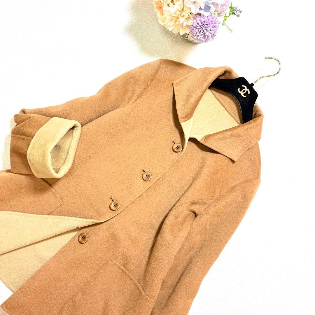 Leilian 15＋ 大きいサイズ ダブルフェイス ハーフコート キャメル