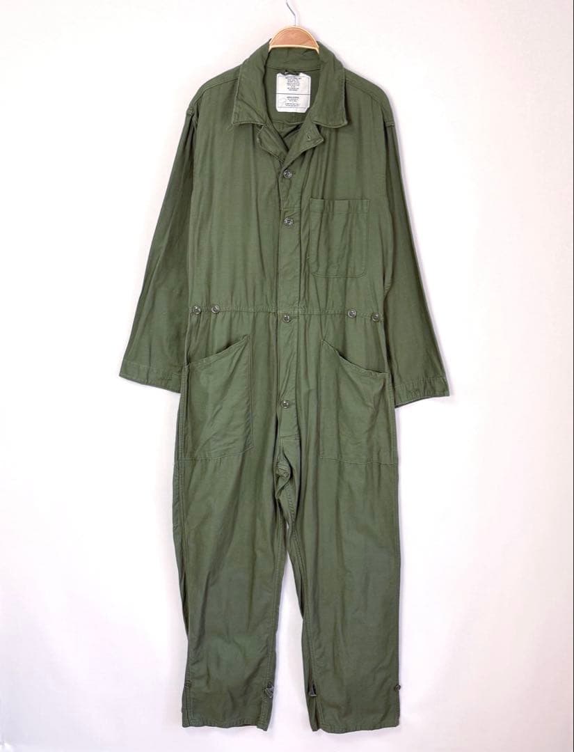 80s 米軍 コットンサテン ジャンプスーツ カバーオール つなぎ S38
