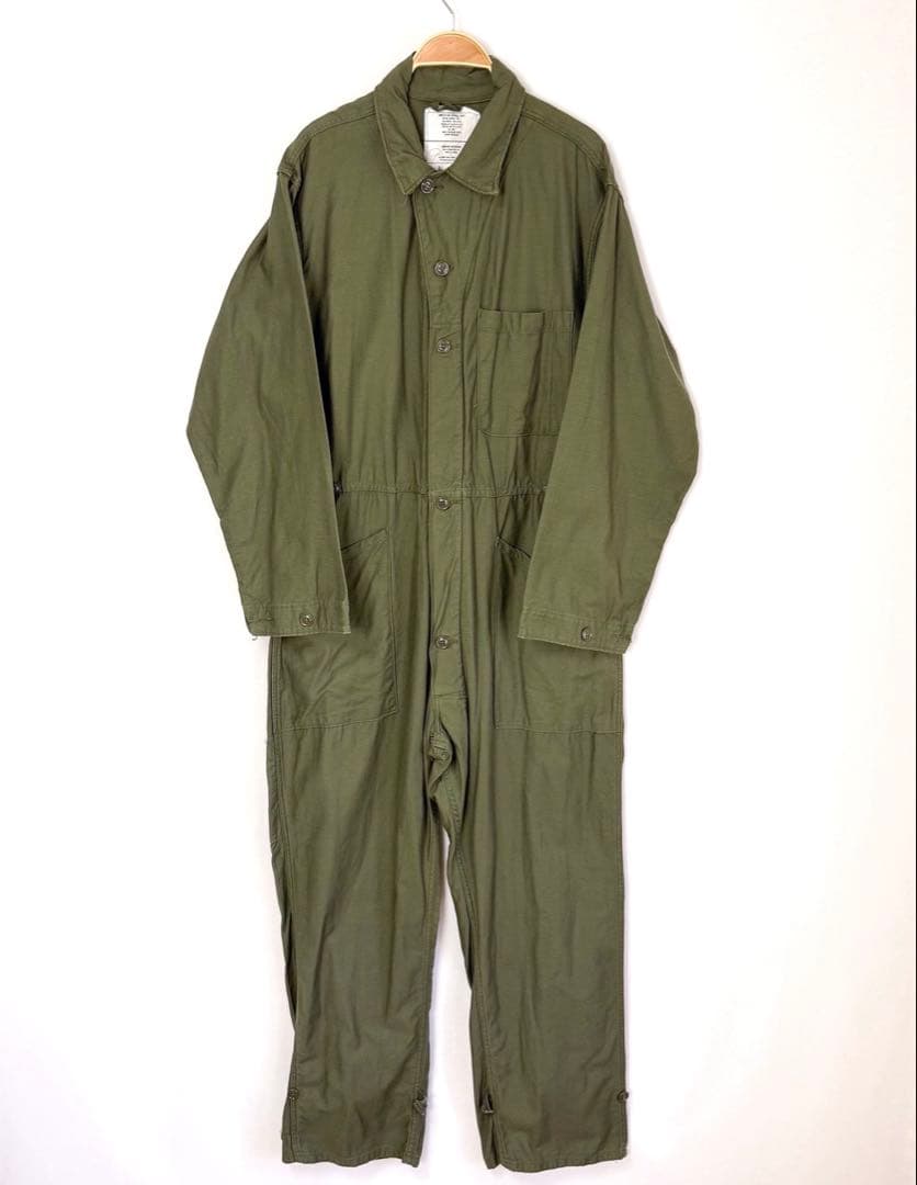 80s 米軍 コットンサテン ジャンプスーツ カバーオール つなぎ S38