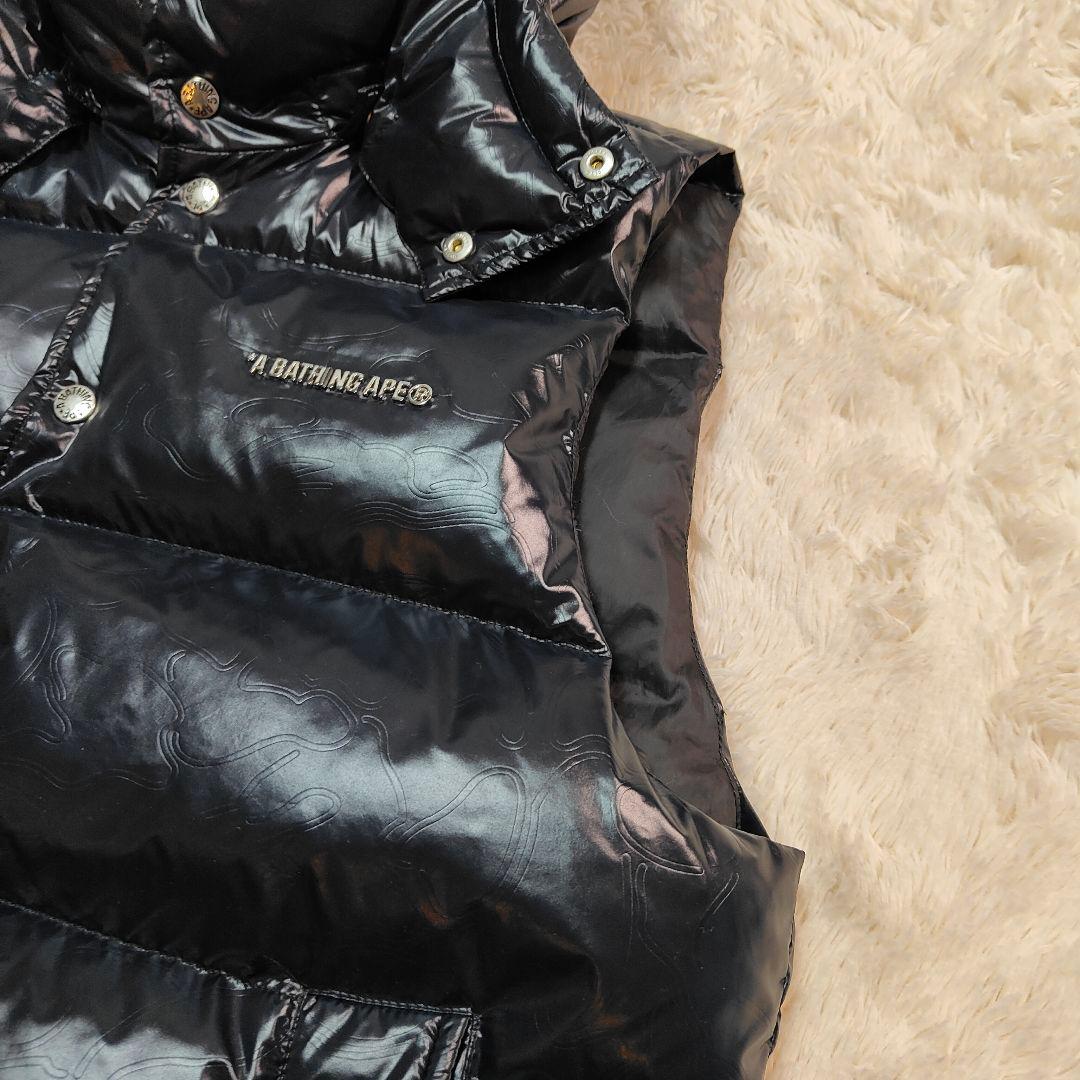 極美品✨カモフラ✨アベイシングエイプ 金属ロゴ 2WAY ダウンベスト ブラック