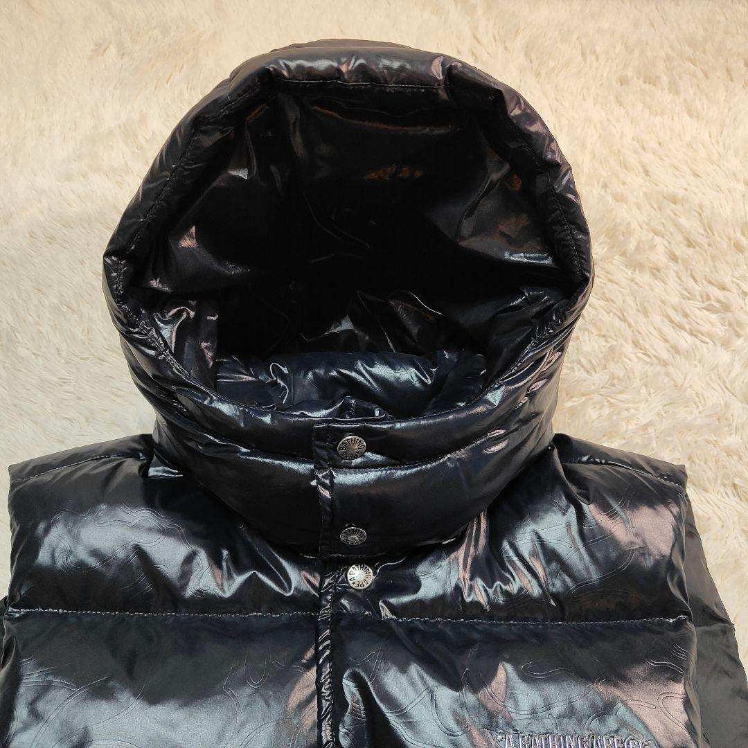 極美品✨カモフラ✨アベイシングエイプ 金属ロゴ 2WAY ダウンベスト ブラック