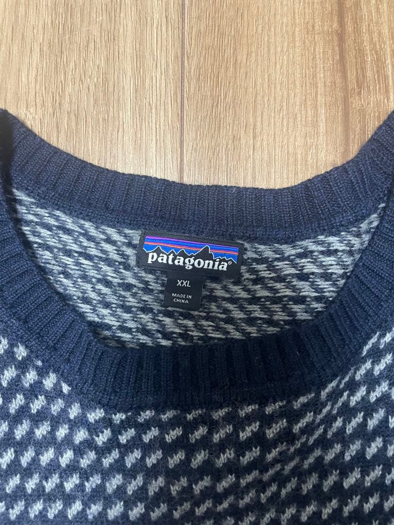 パタゴニア　メリノ クルーネック セーター　バーズアイ　ネイビー　XXL