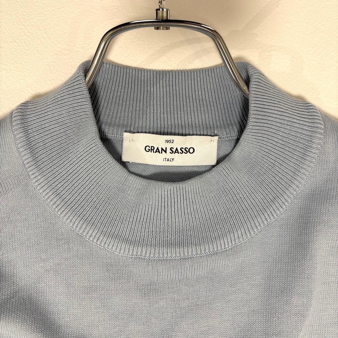 グランサッソ 12G ソフトコットン モックネック46 アイスグレー定価3.3万