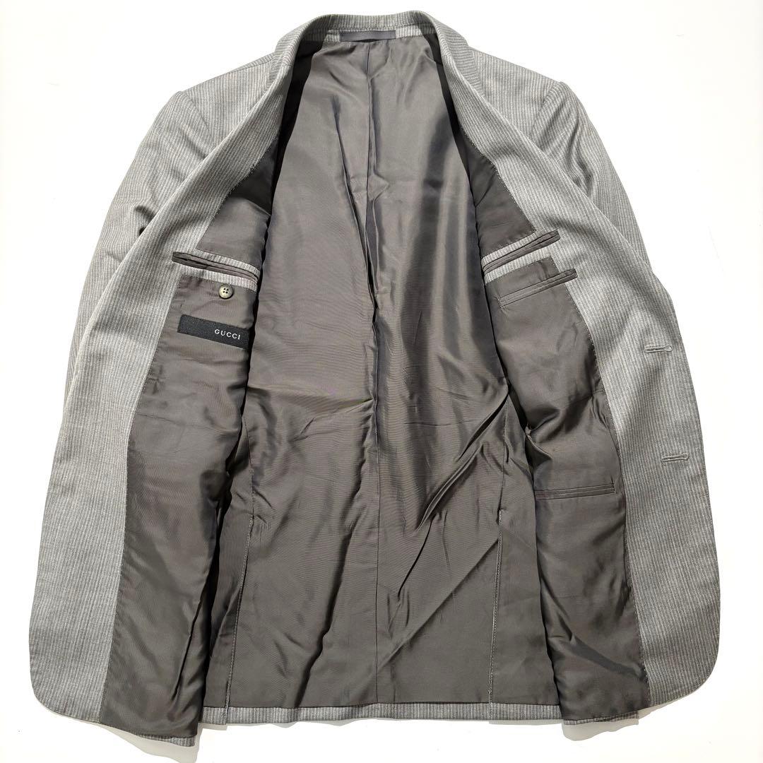 【極美品】GUCCI スーツ セットアップ グレー ストライプ 46