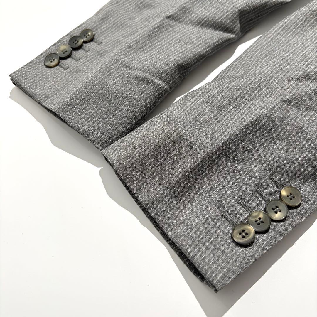 【極美品】GUCCI スーツ セットアップ グレー ストライプ 46