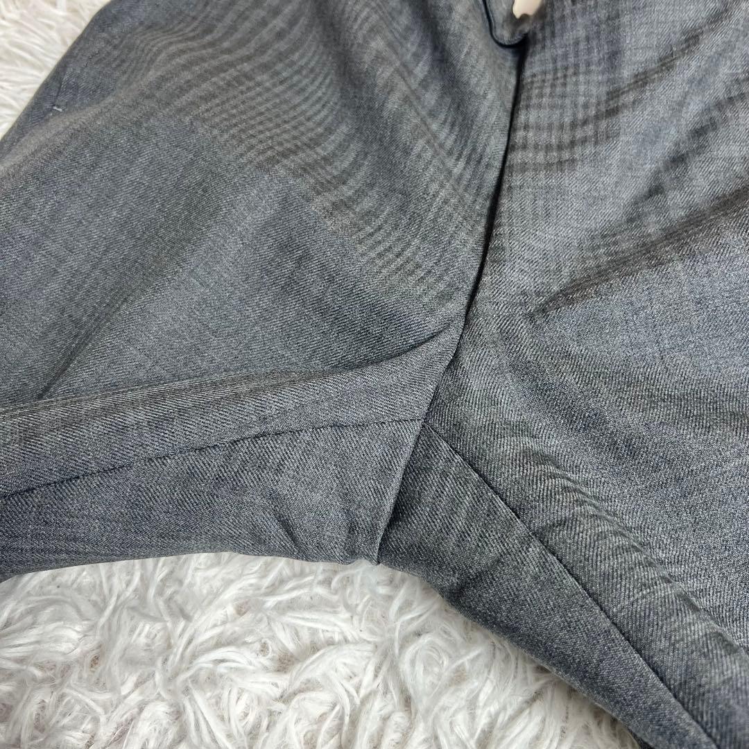 美品 リングジャケット セットアップスーツ チェック格子柄 グレー 44