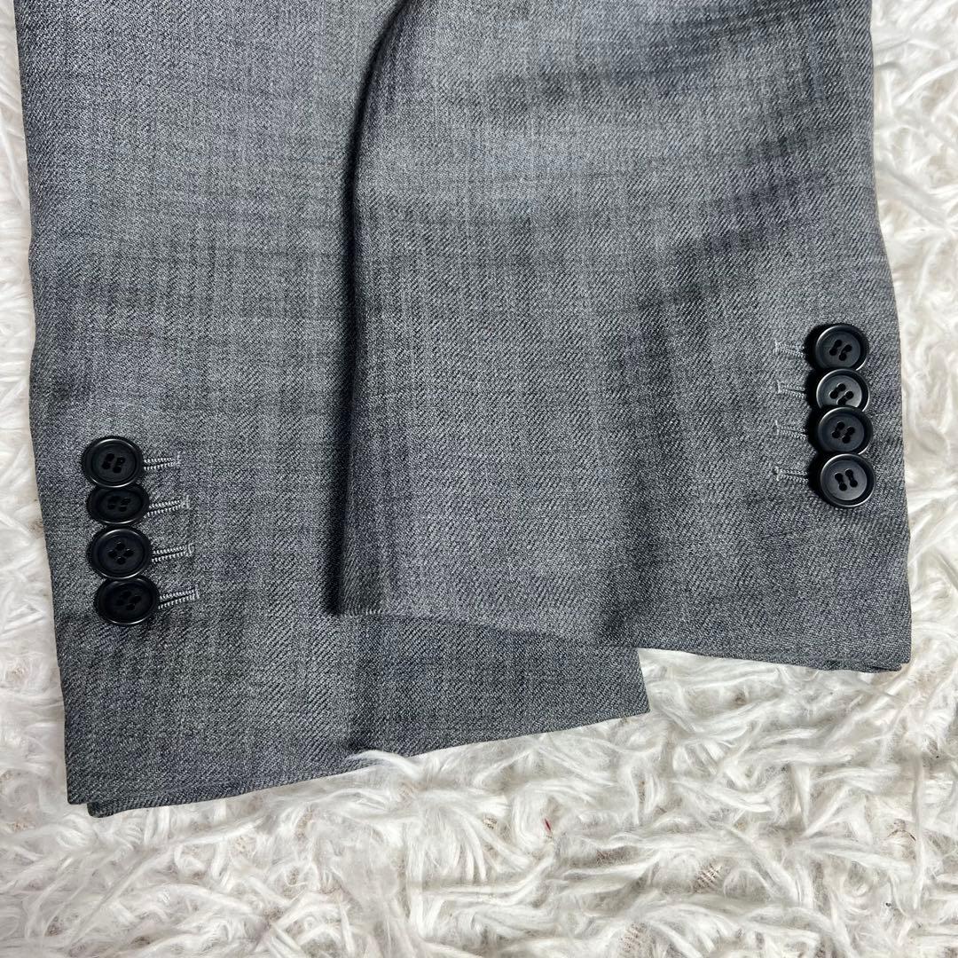 美品 リングジャケット セットアップスーツ チェック格子柄 グレー 44