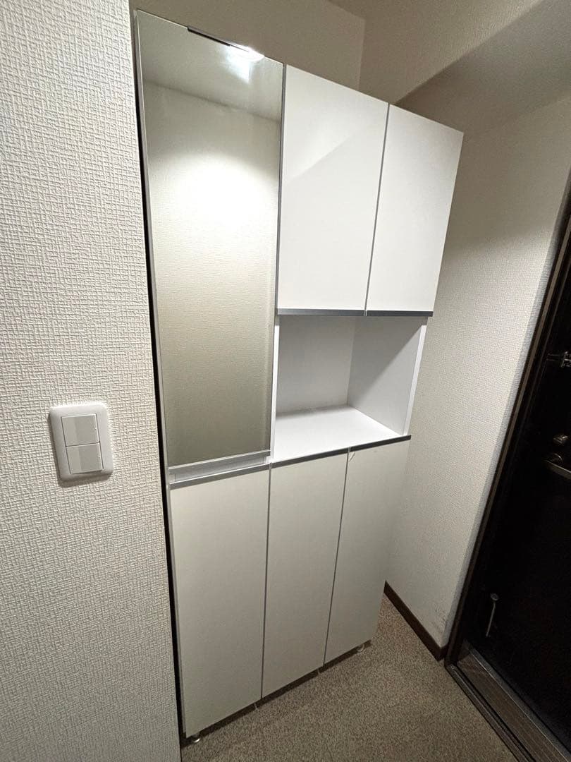 靴箱 下駄箱 シューズラック ミラー付き