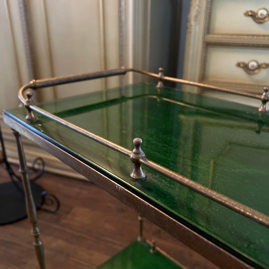 k062r118 深みのあるグリーン 真鍮 サービングトロリー/バーカート