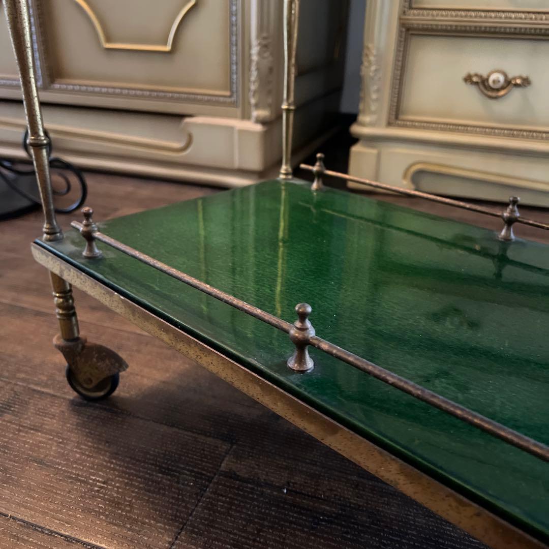 k062r118 深みのあるグリーン 真鍮 サービングトロリー/バーカート