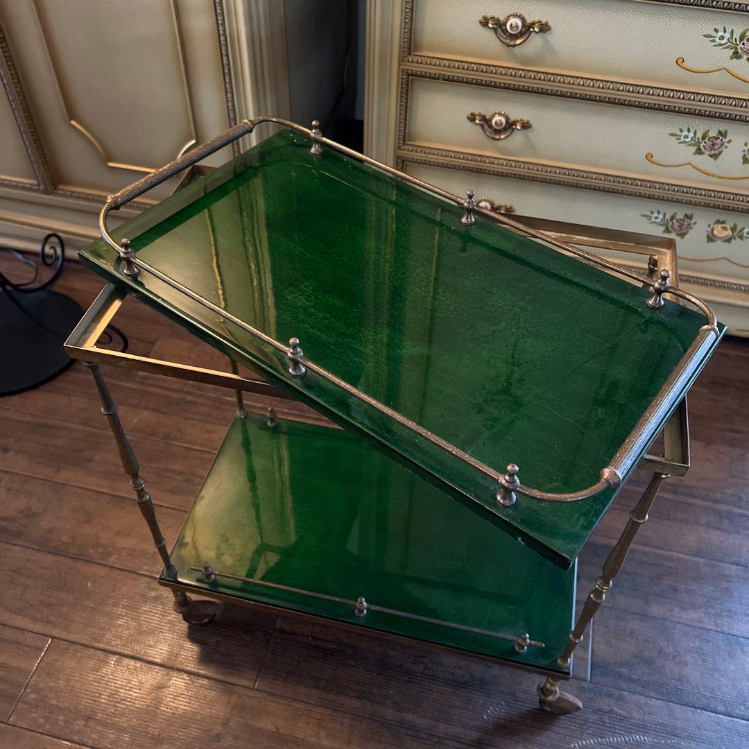 k062r118 深みのあるグリーン 真鍮 サービングトロリー/バーカート