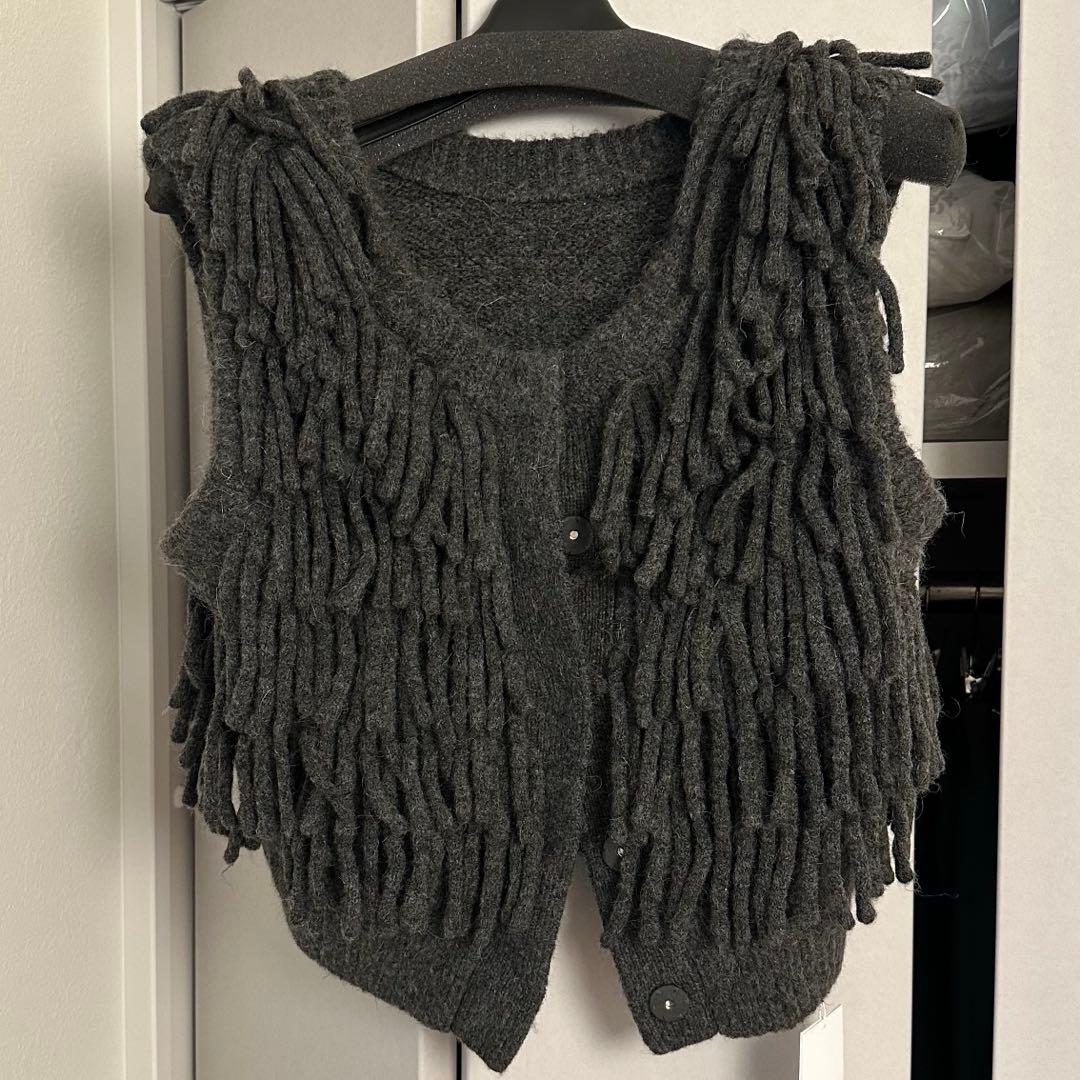 新品未使用★CLANE/クラネ/W FACE FRINGE KNIT VEST