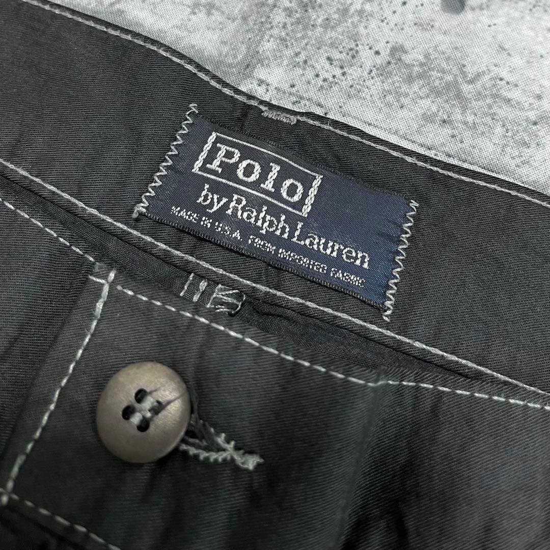 80s POLOラルフローレン ポロチノ 旧タグ USA製 タック ブラック後染