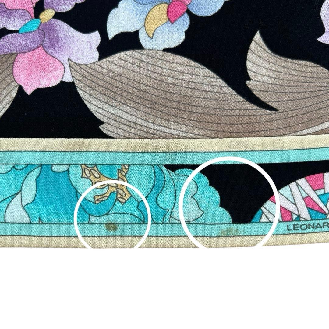 LEONARD　レオナール　花柄　チュニックブラウス　カンカン　ストレッチ　42