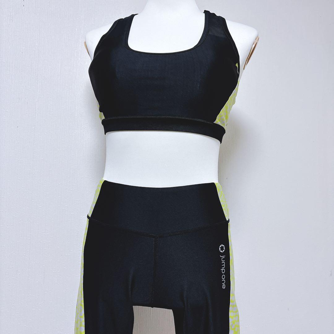 【ジャンプワン】ランダムドット ブラトップ レギンス 上下 フィットネスウェア