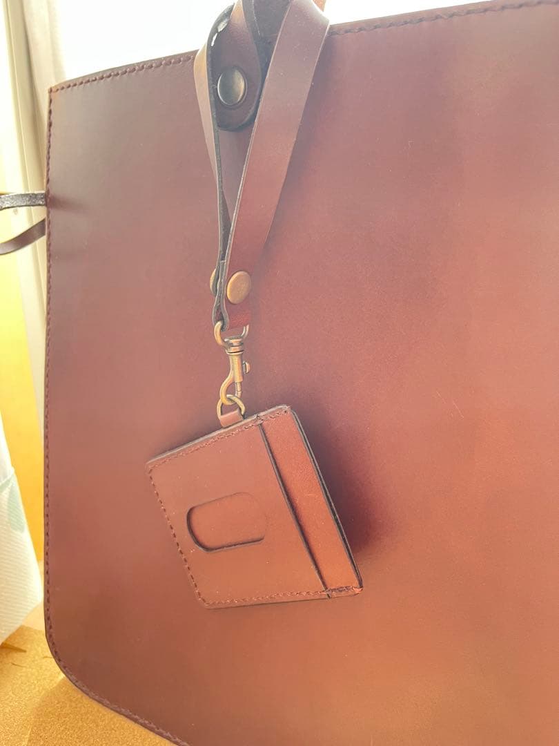 ハンドメイド　オーダー本革ブラウントートバッグ カードケース付き