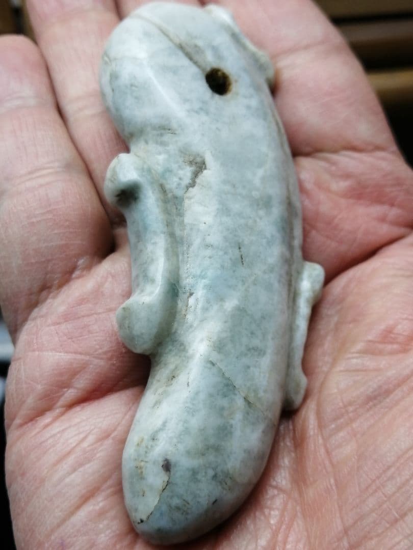 【竹田城】古墳期『糸魚川翡翠勾玉』出土品　超特大勾玉　9.0cm子持勾玉