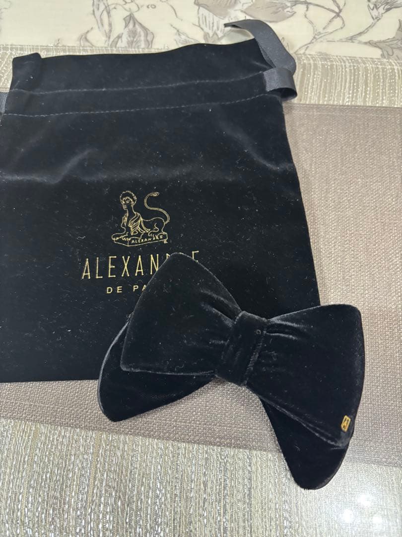 最後新品銀座SIXアレクサンドルドゥパリ黒ブラックベルベットバレッタ日本限定