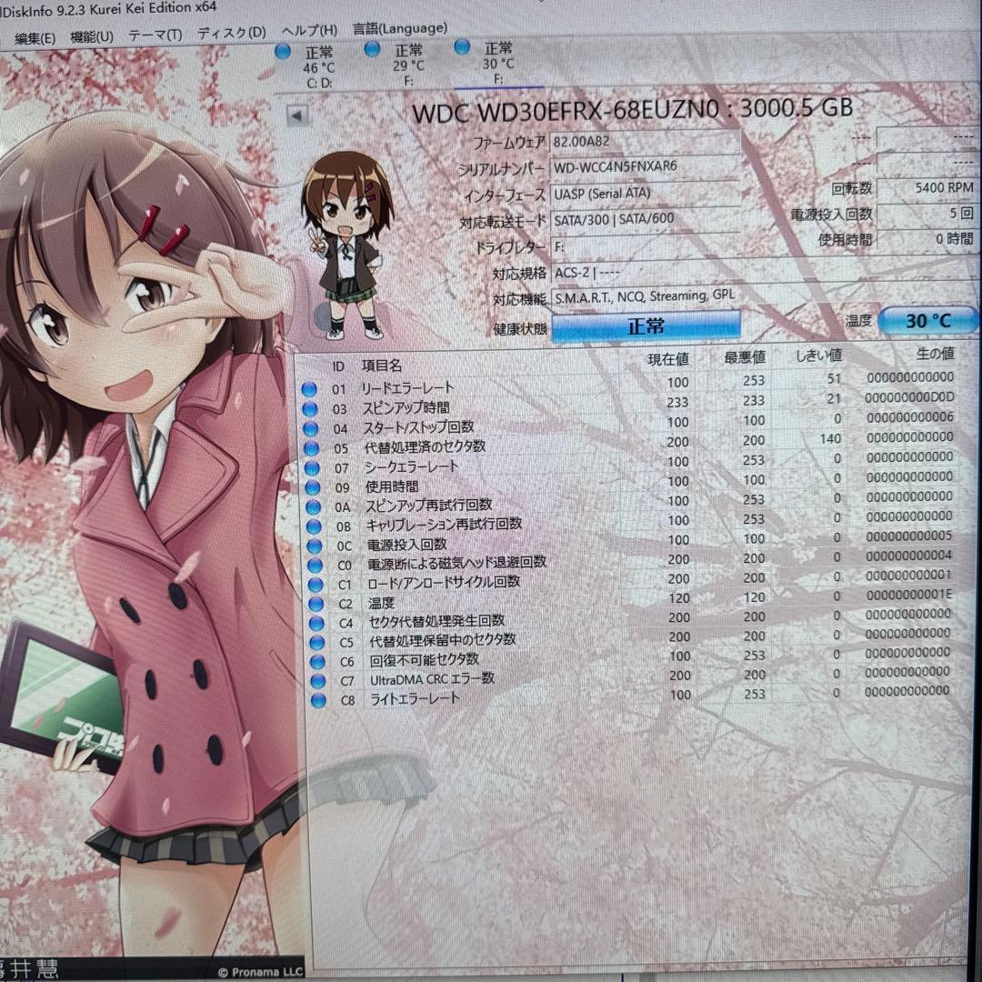 二枚セット　WD Red 3TB HDD WD30EFRX