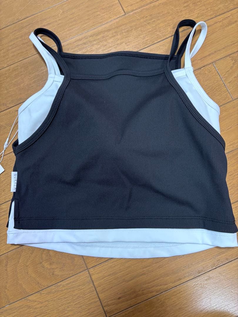 新品タグ付き【SUKALA】リブコンビショートタンクトップブラック　S