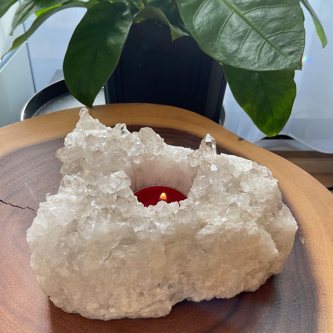 水晶 クラスター キャンドルホルダー 天然石 原石 パワーストーン
