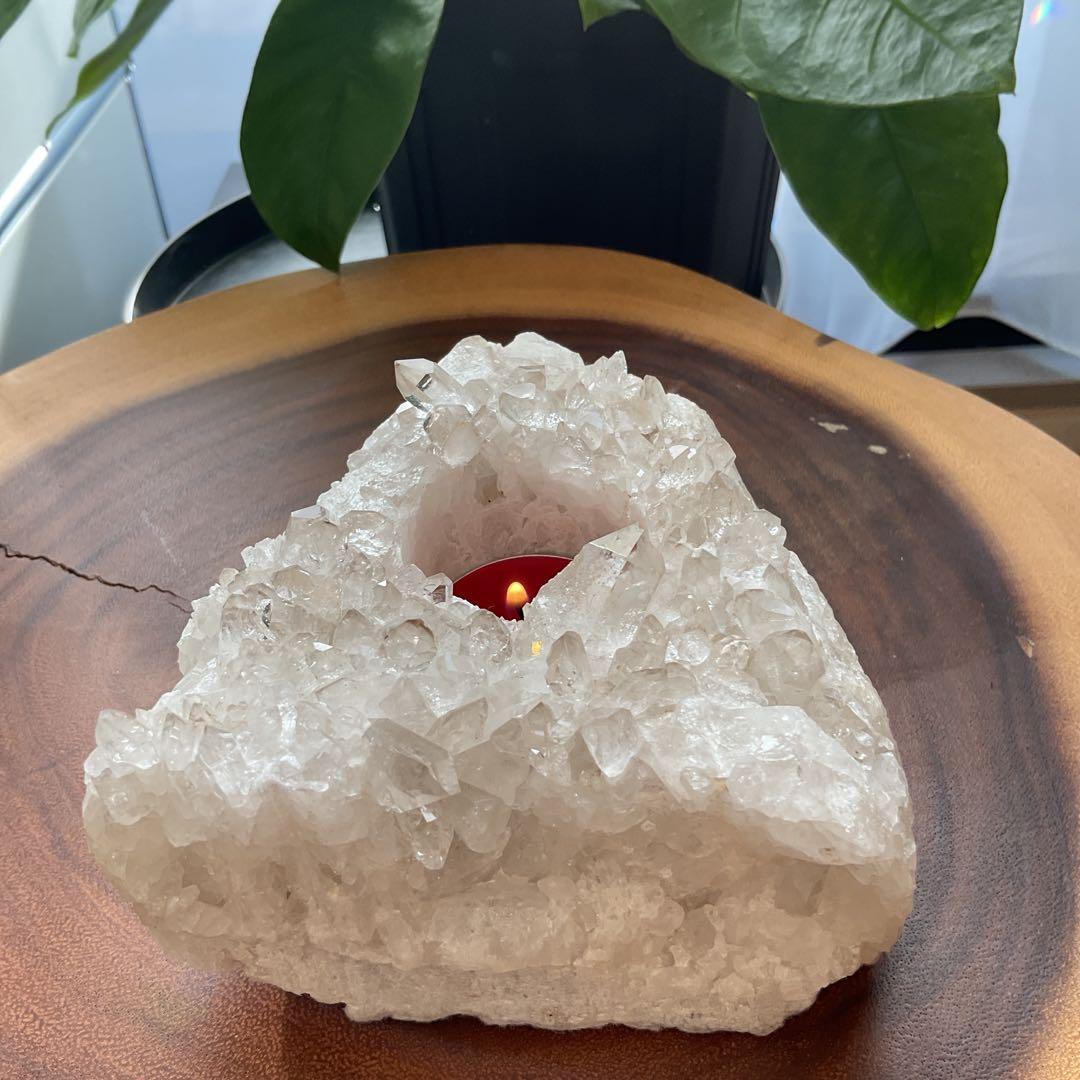 水晶 クラスター キャンドルホルダー 天然石 原石 パワーストーン