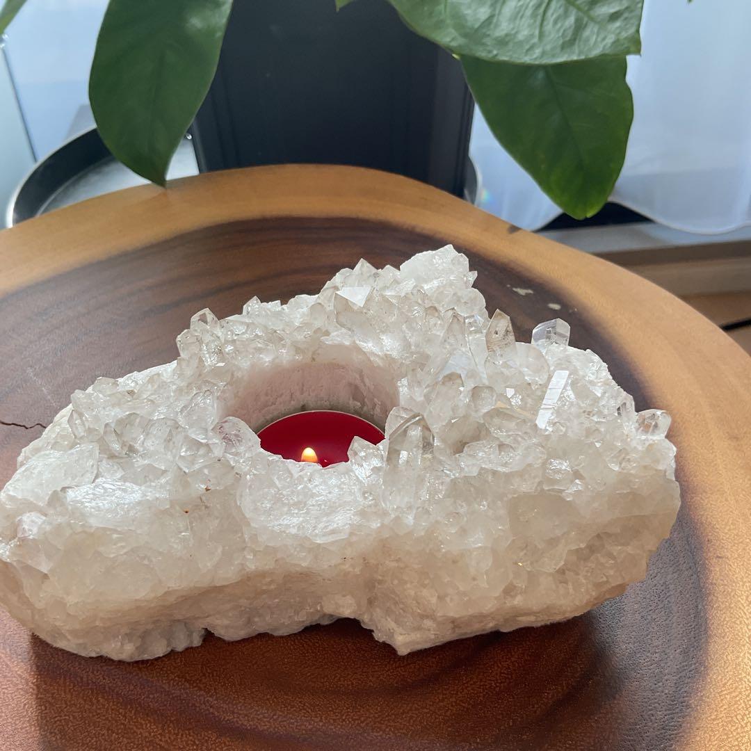 水晶 クラスター キャンドルホルダー 天然石 原石 パワーストーン