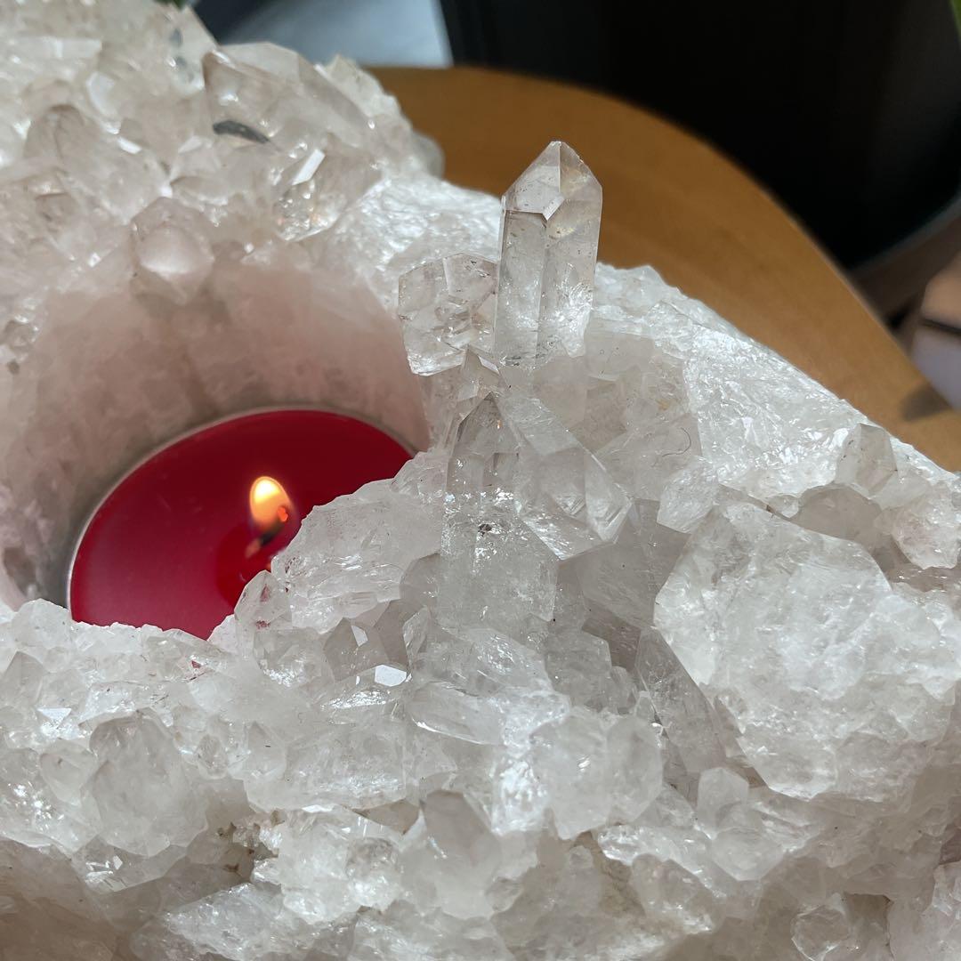 水晶 クラスター キャンドルホルダー 天然石 原石 パワーストーン