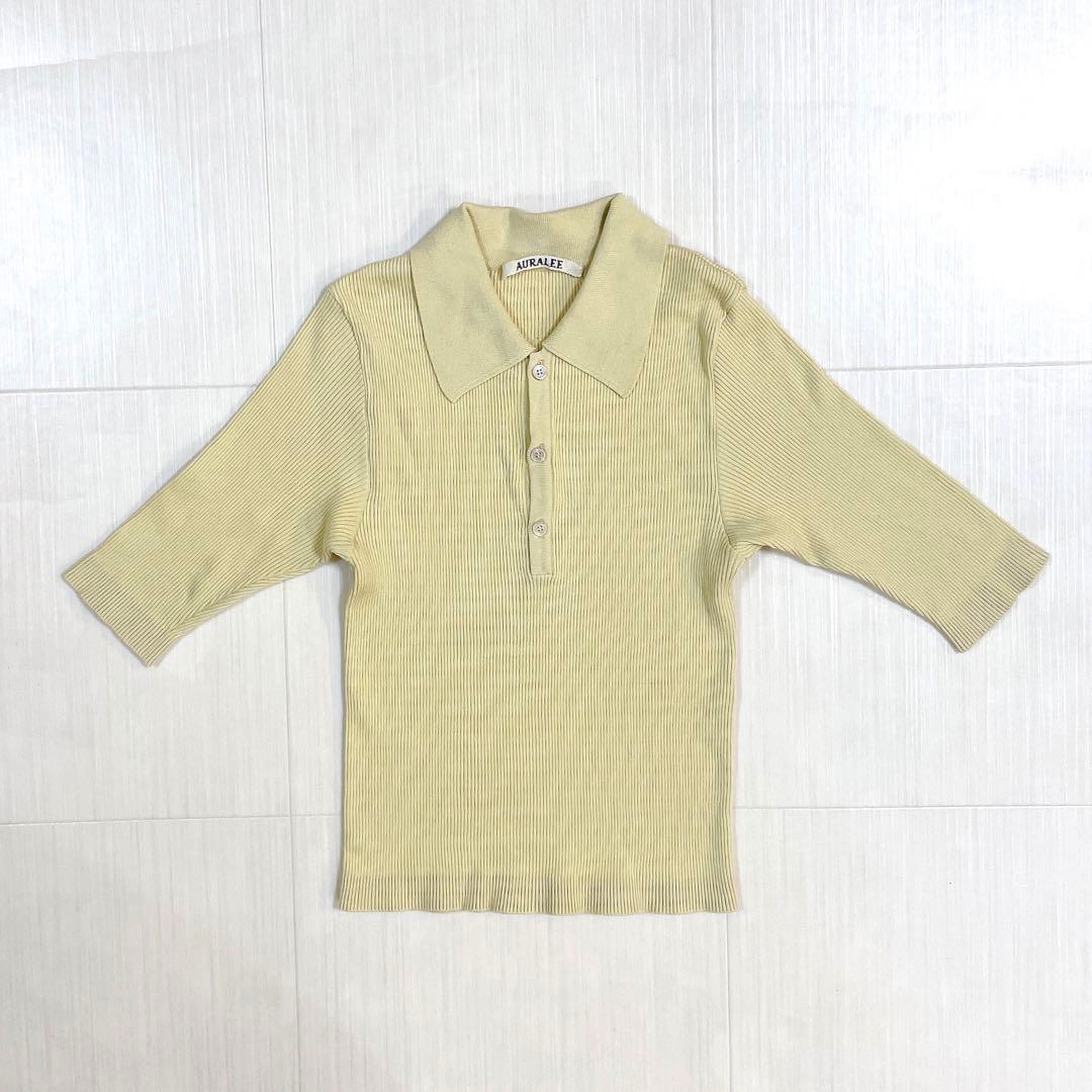 美品✨AURALEE GIZA RIB KNIT POLO