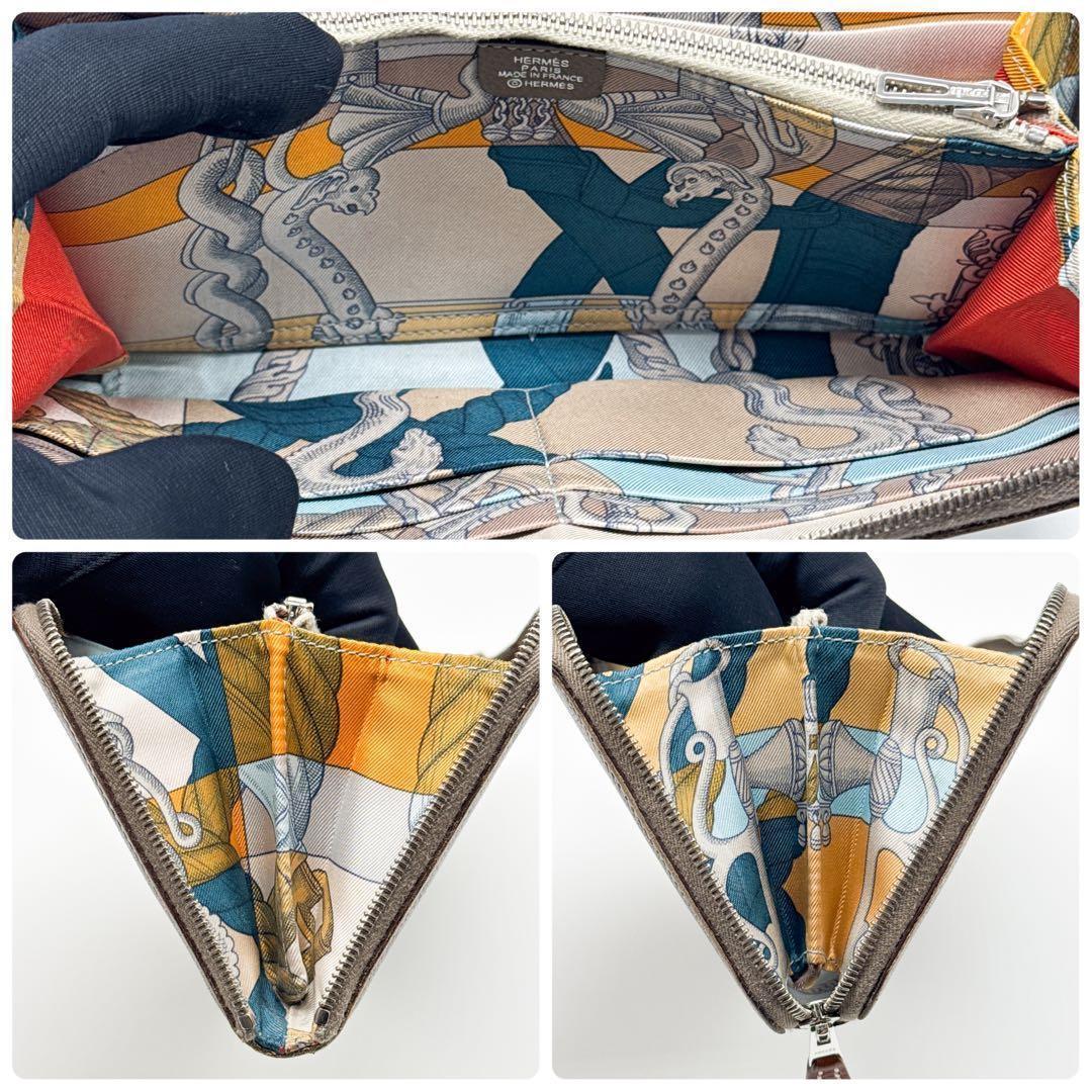 エルメス アザップ シルクイン ロング 財布 茶 アザップ ジップ ジッピー