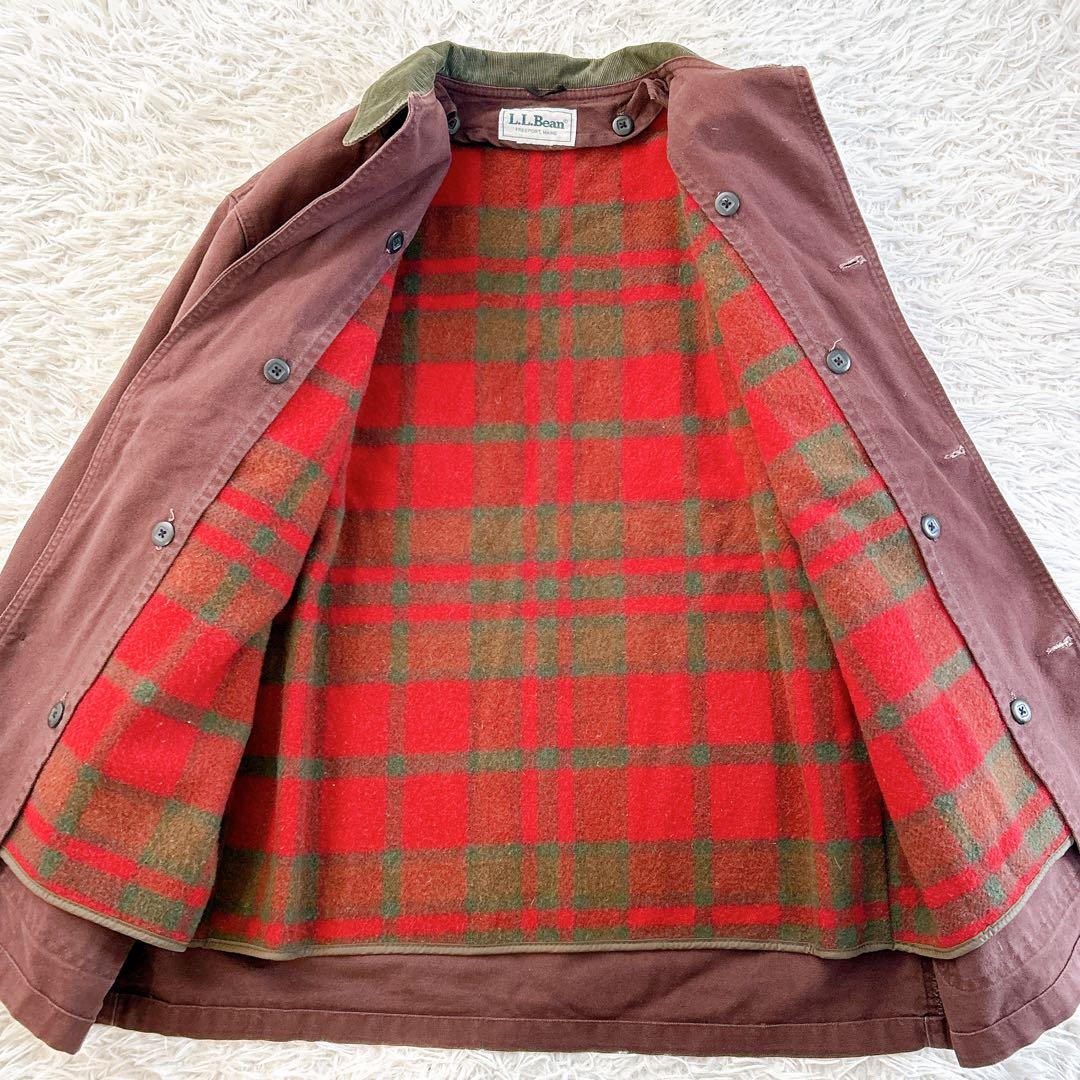 80s USA製　L.L.Bean フィールドコート　チェック　ライナー　L