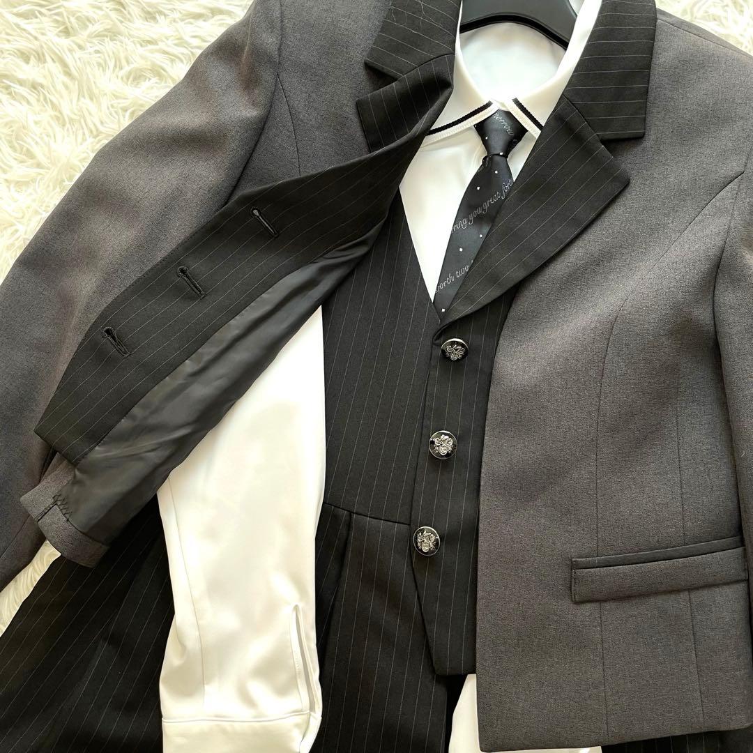 高級感✨ショパン フォーマルセット グレー ストライプ 160 ワンピース 5点