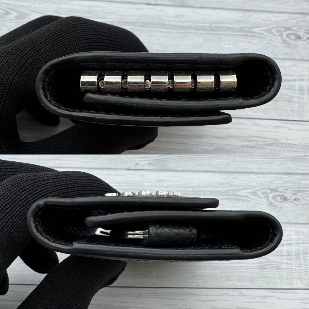 【美品】GUCCI　キーケース　6連 ロゴ　レザー　ブラック