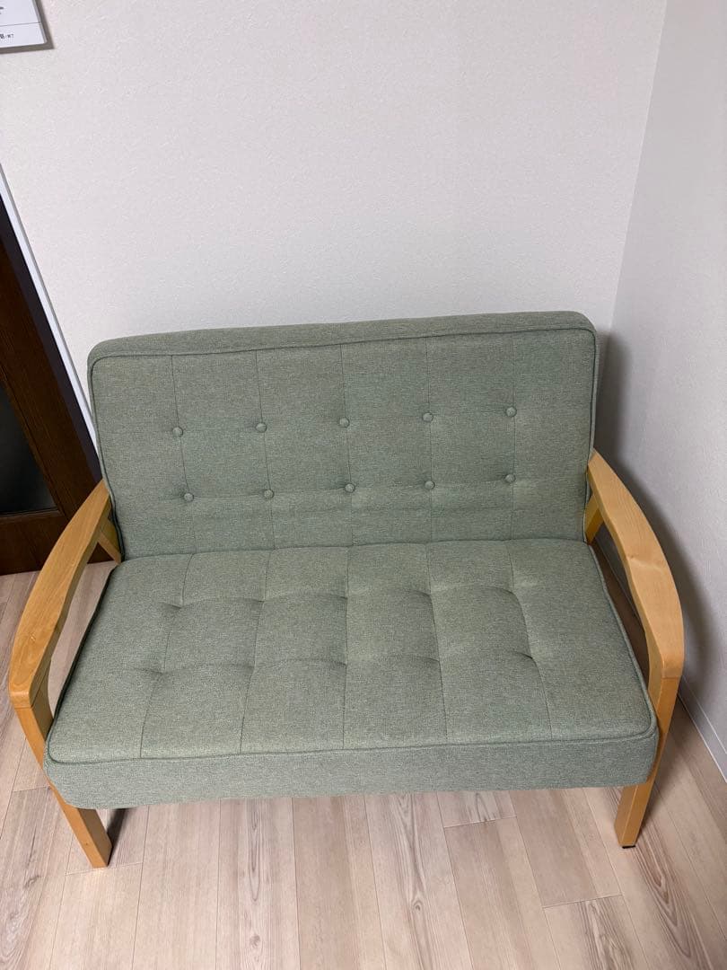 2人掛けソファ天然木フレームのコンパクトソファ 布張りタイプ