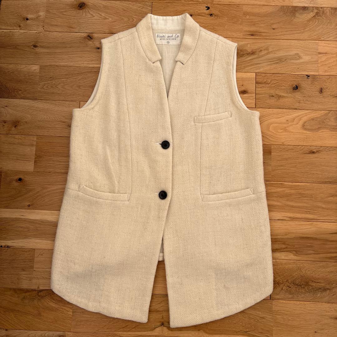 Khadi and Co ウールベスト　ホワイトジレS