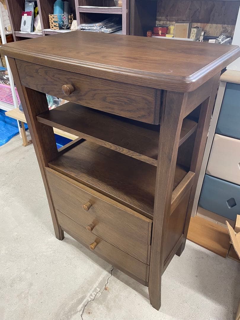 起立木工　木製キャビネット 3引き出し 収納