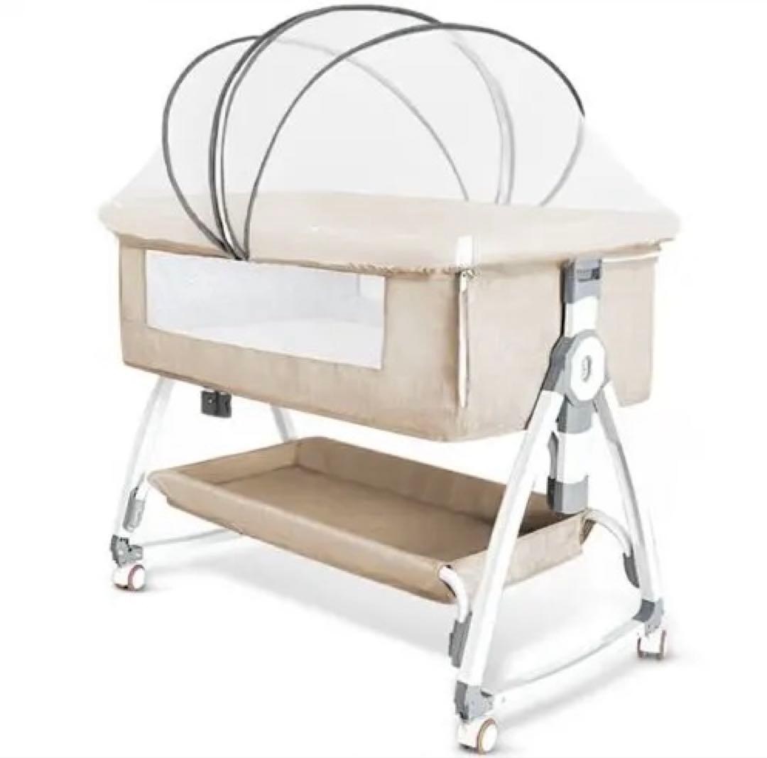 ベビーベッド 折りたたみ式 ベージュ
