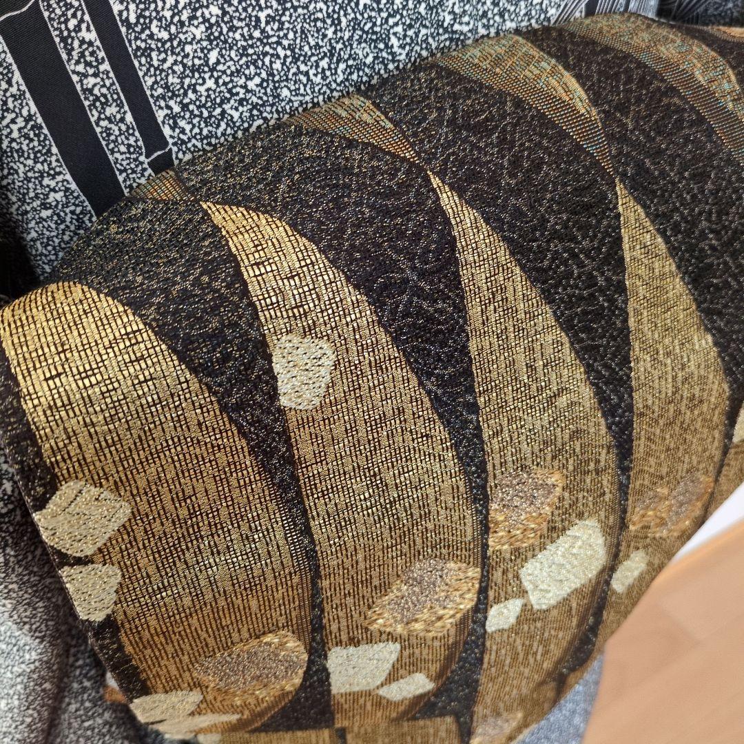 訪問着 グレー系 竹笹模様　袋帯セット