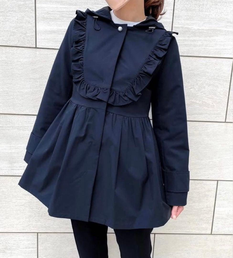 アメノチハレ　フリルヨークコート　ネイビー　フリーサイズ