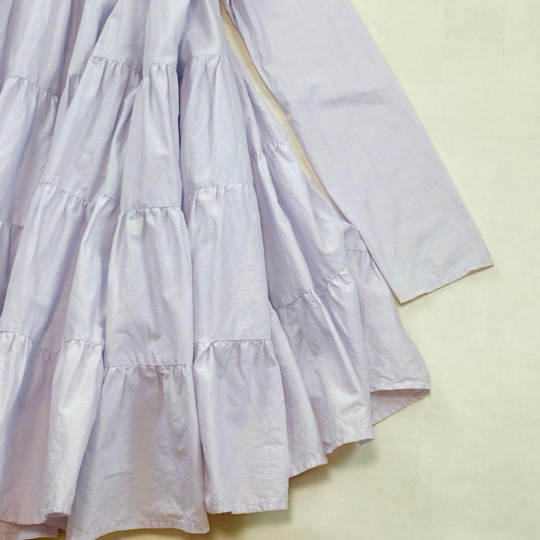 美品 マーレット ソリマン ラベンダー ティアードフリル ワンピース