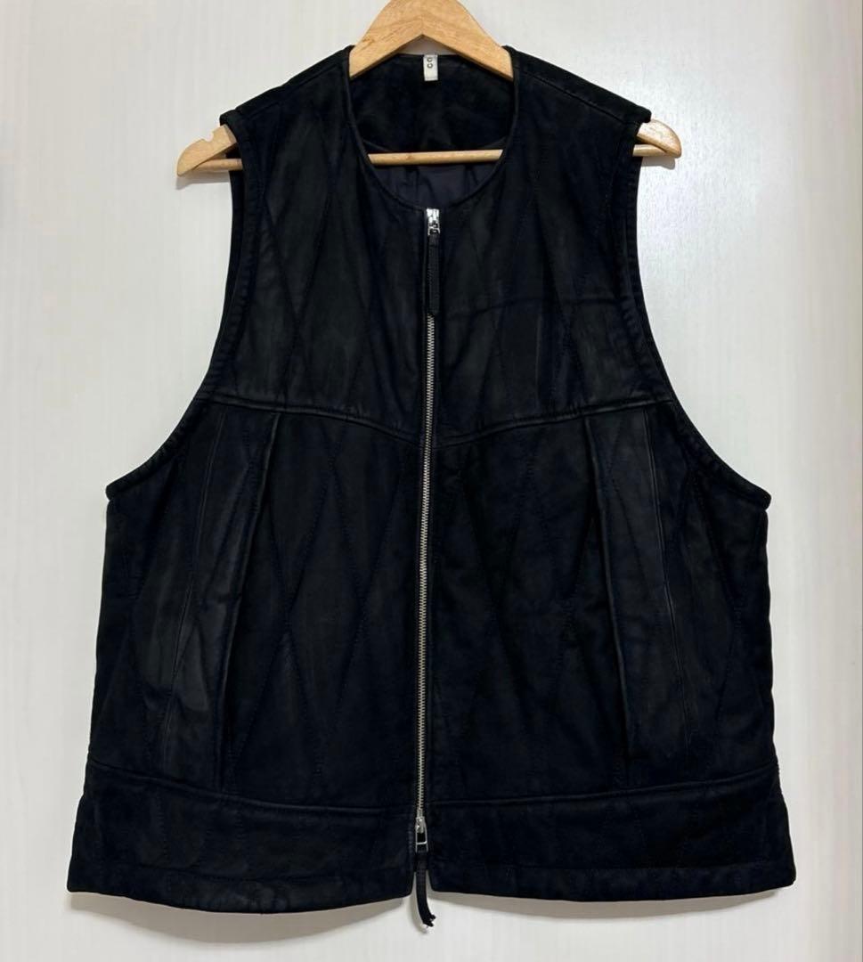 CCU QUILTED VEST レザーダウンベスト シープスウェード