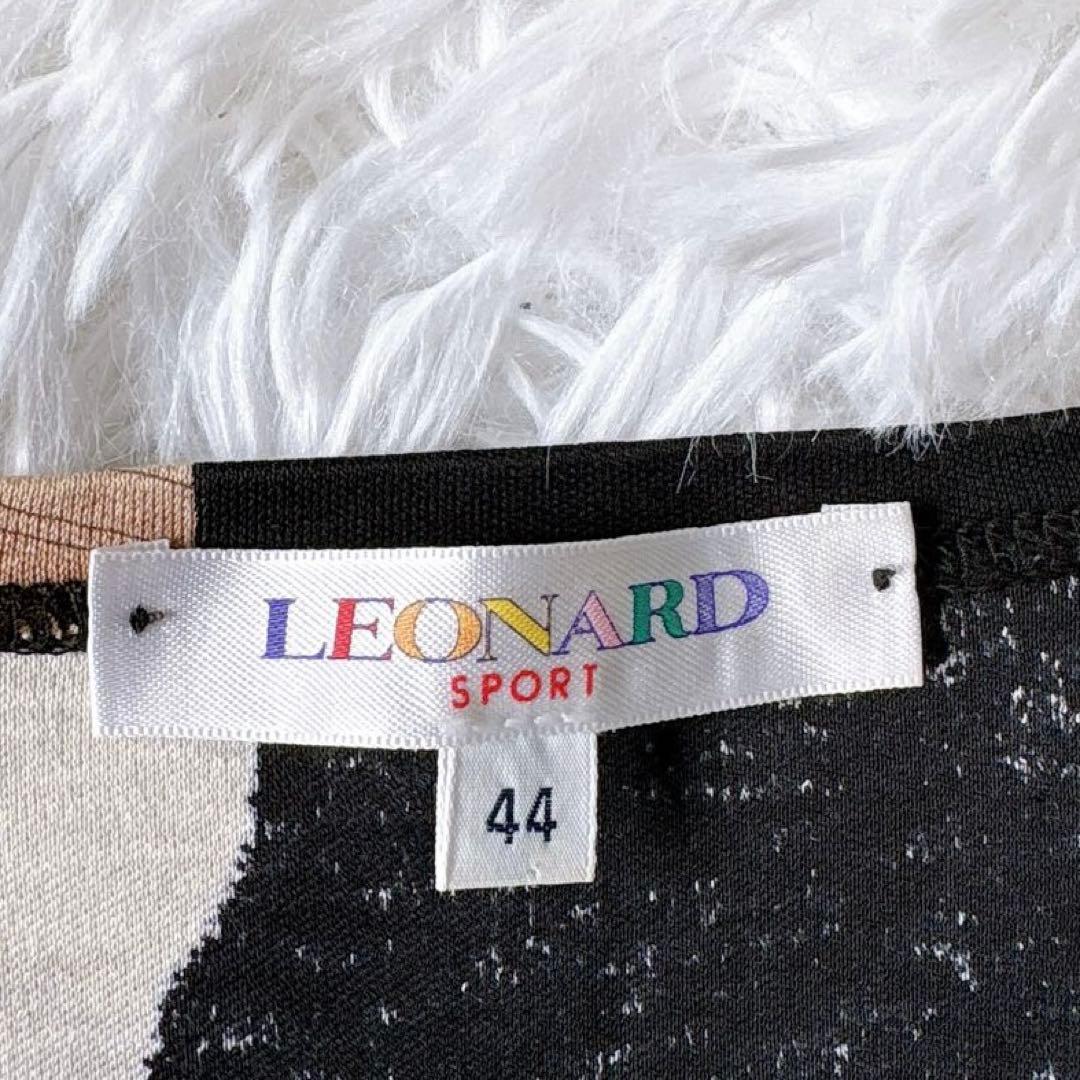 レオナール 花柄 カットソー ブラック コットン100 2XL 鳥 蝶 日本製