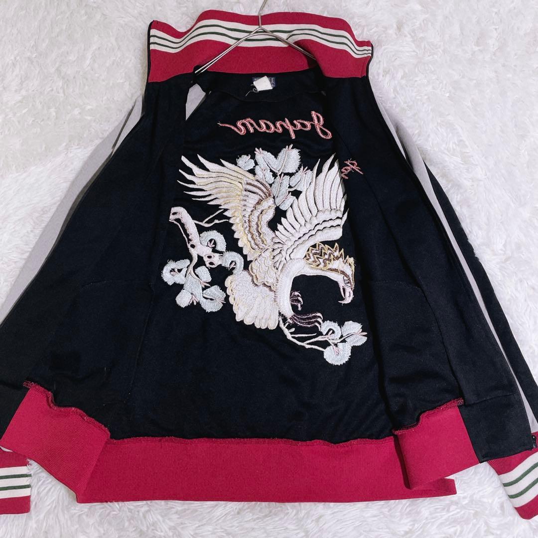 美品⭐東洋エンタープライズ トラックジャケット スカジャン　 刺繍 鷹 黒 M