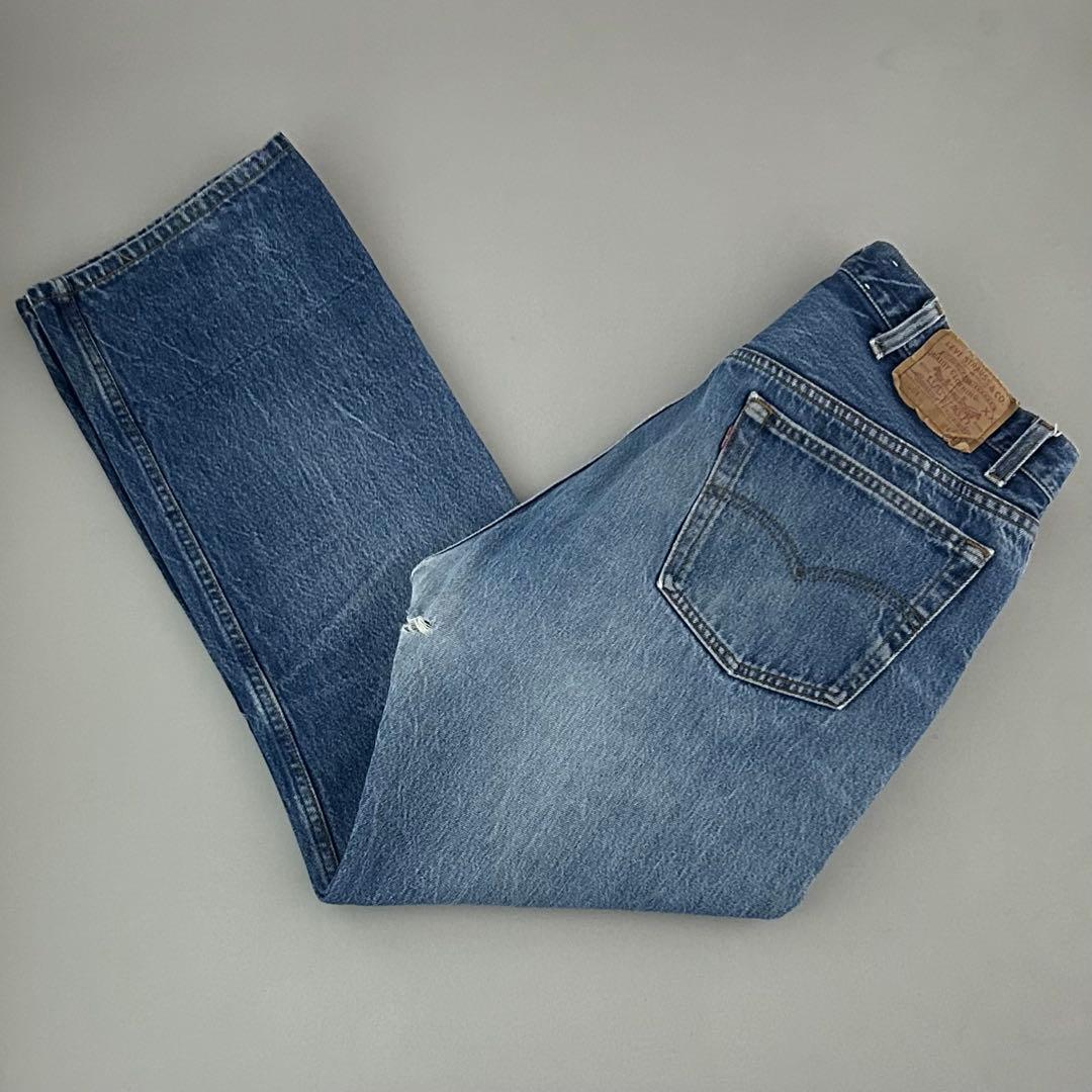 80s USA製 Levi’s 501 脇割 W40 要リペア ナイロンフット