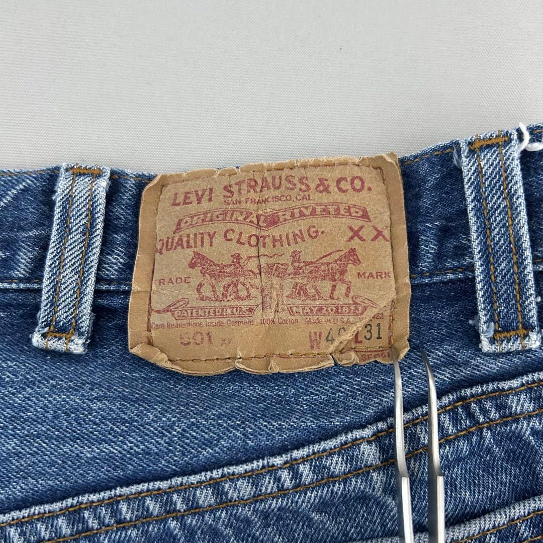 80s USA製 Levi’s 501 脇割 W40 要リペア ナイロンフット