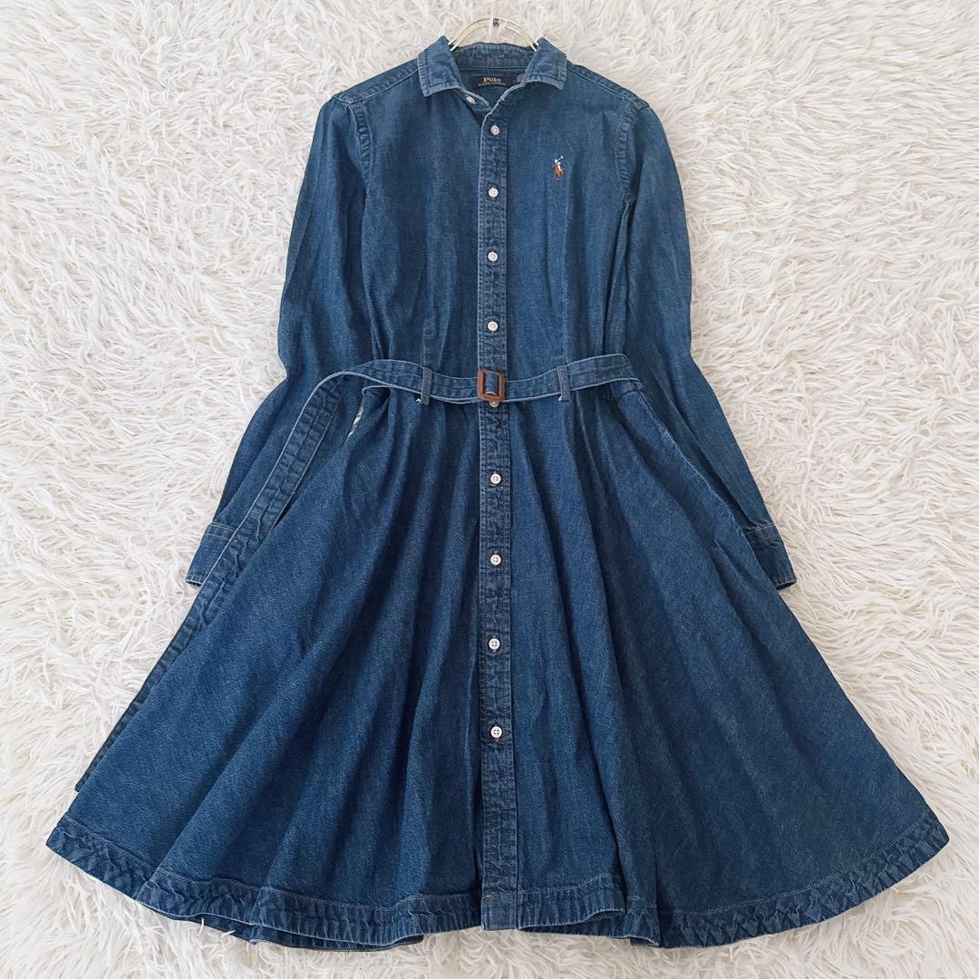 美品 サイズ 6✨ポロラルフローレン デニム シャツワンピース ベルト ポニー