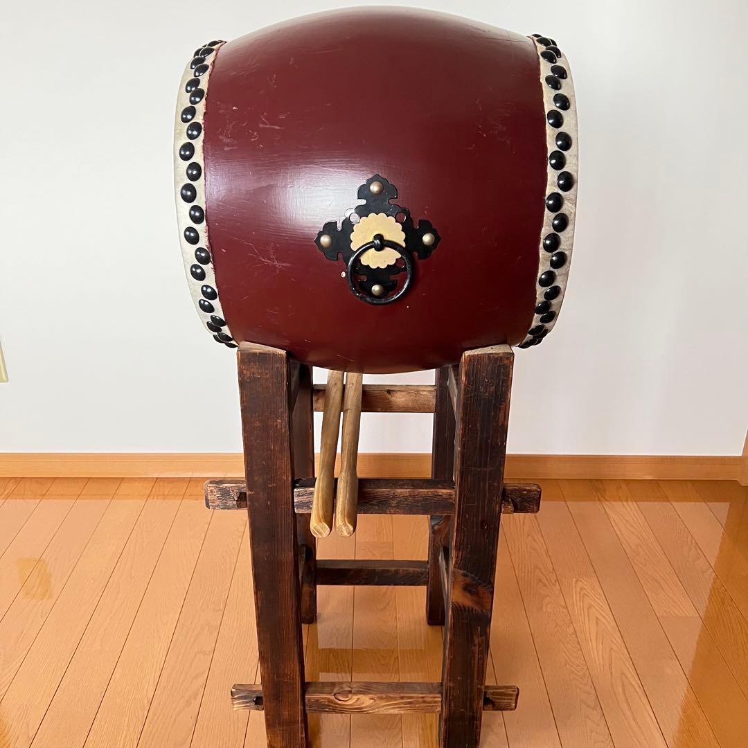 【ずだんだん】和太鼓　1尺と台のセット（太鼓の台とバチ3組付き） ①