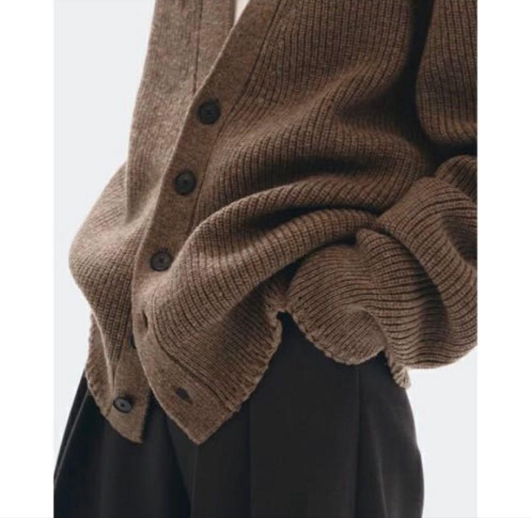 todayful Wool Ribknit Cardigan グレージュ