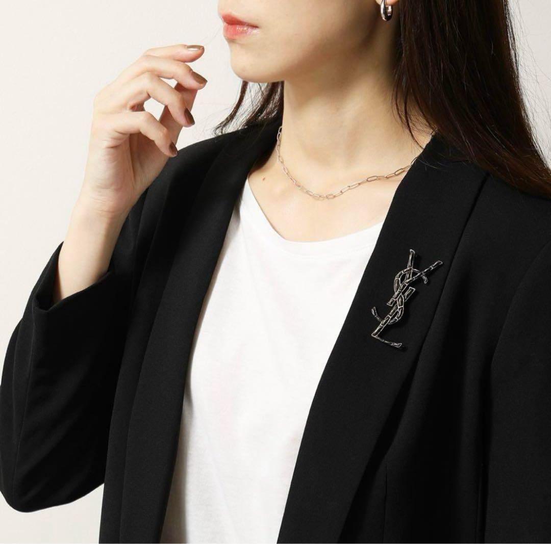 【美品】SAINT LAURENT オビウム　クロコダイル　ブローチ