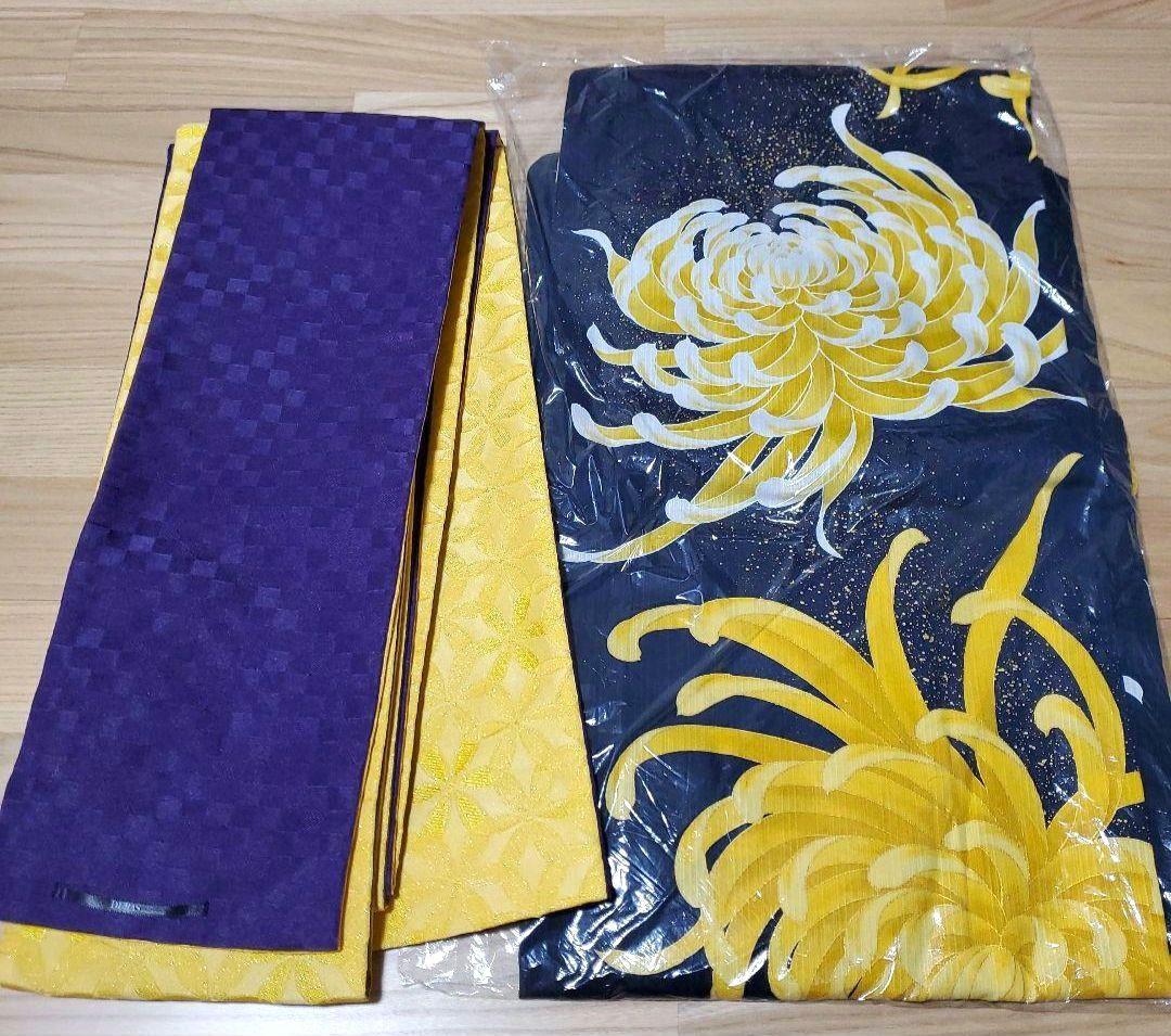 【美品】デュラス　浴衣帯セット 菊グリッター